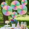 11-Piece Pastel Paper Fan Set | Rainbow Macaron Color-Blocking Hanging Flowers for Wall Decor, Tea Party, Wedding, Spring Birthday, Classroom & Baby Shower Backdrop